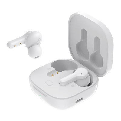 Auriculares sem fios e estojo de carregamento branco