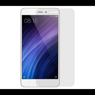 Smartphone branco com ecrã azul e roxo e película protetora transparente ao lado