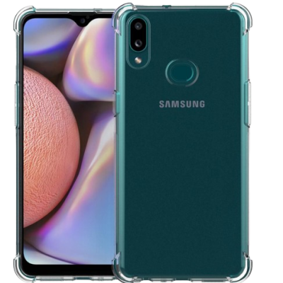 Smartphone Samsung verde escuro com capa transparente e câmara dupla