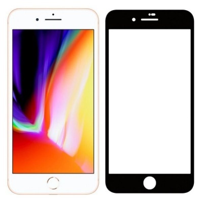 Telemóvel branco com ecrã colorido e protetor de ecrã preto ao lado