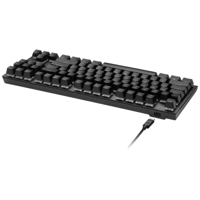 Teclado mecânico preto compacto com cabo USB