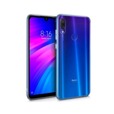 Smartphone Redmi azul com câmara dupla e leitor de impressões digitais