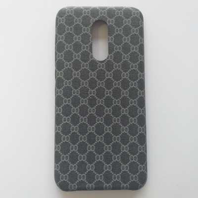 Capa cinza para telemóvel padrão tecido com orifício vertical para câmara