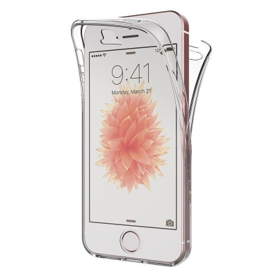 Capa protetora transparente em silicone para smartphone branco com ecrã ligado
