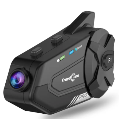 Câmara de vídeo compacta preta Freedom PRO com botão rotativo R1