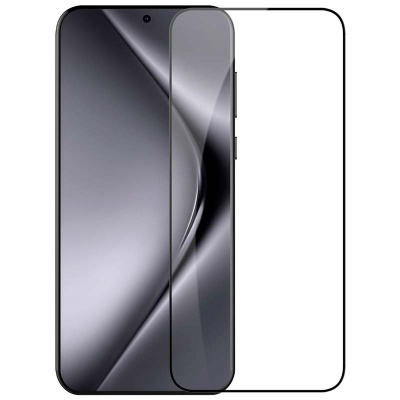 Smartphone preto com vidro protetor transparente à frente
