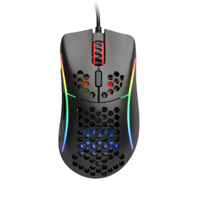 Rato de computador preto com iluminação LED e padrão hexagonal