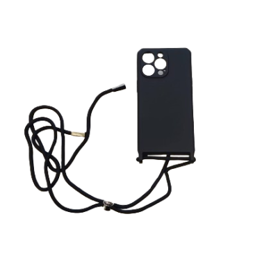 Capa preta para smartphone com cordão preto