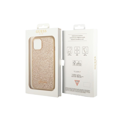 Capa telemóvel glitter dourado com embalagem branca GUESS