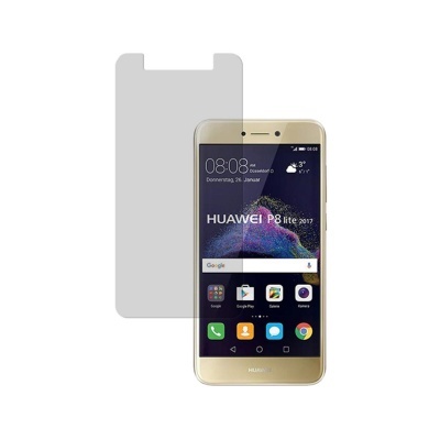 Smartphone dourado Huawei P8 lite 2017 com película protetora transparente.