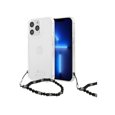 Capa transparente para iPhone com corrente preta de contas