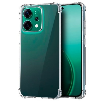 Smartphone verde com capa protetora transparente e lentes de câmera traseira visíveis