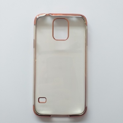 Capa de telemóvel transparente com bordas douradas