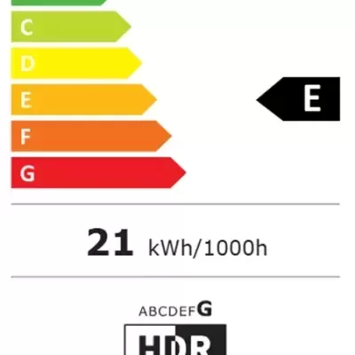 Etiqueta energética da UE para monitor MSI MAG 272F com eficiência E e consumo 21 kWh/1000h