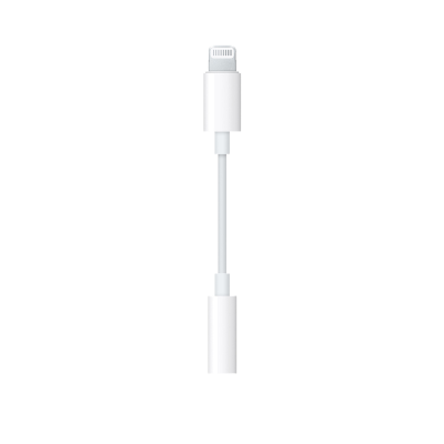 Adaptador branco para auscultadores Lightning com cabo curto
