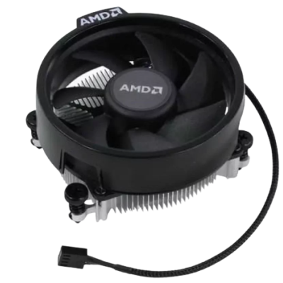 Ventoinha AMD preta para refrigeração de computador com suporte em alumínio prateado