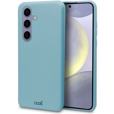Capa silicone azul para smartphone com texto cool e três câmaras visíveis
