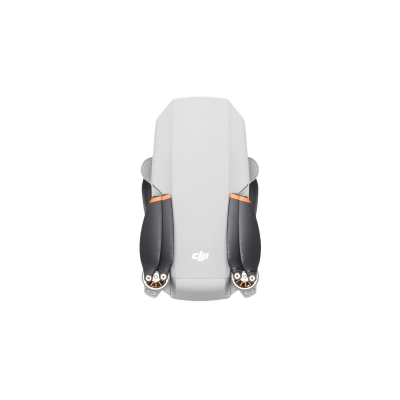 Drone DJI cinzento claro e escuro com detalhes em laranja visto de cima