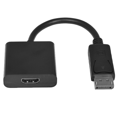 Adaptador de cabo DisplayPort para HDMI preto com cabo curto.