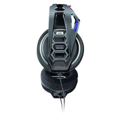 Headset preto e cinzento com microfone e detalhes coloridos