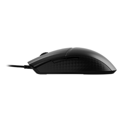 Rato de computador preto com texturas nas laterais