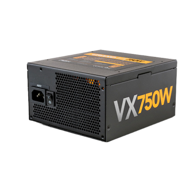 Fonte de alimentação para computador preta com modelo VX750W