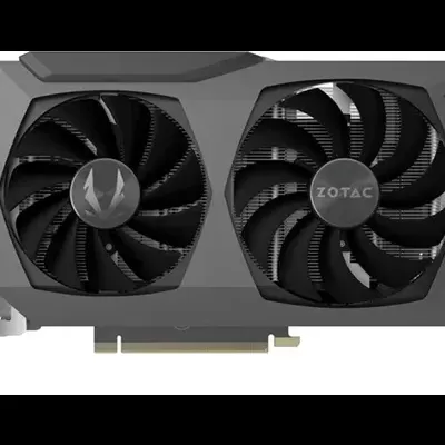 Placa gráfica Zotac com duas ventoinhas e estrutura cinza