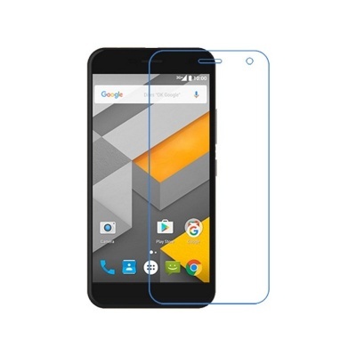 telemóvel preto com ecrã ligado e protetor de ecrã transparente