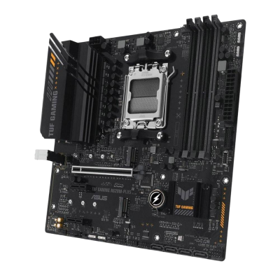 Placa-mãe ASUS TUF GAMING B660M-PLUS preta com detalhes amarelos