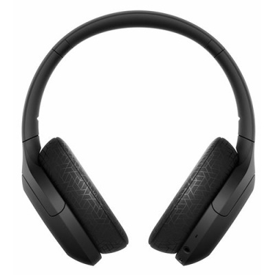 Auscultadores pretos com tecido texturizado e design moderno