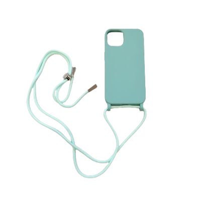 Capa azul clara para telemóvel com cordão