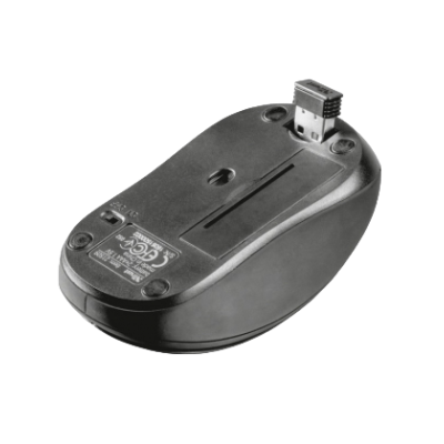 Rato de computador sem fios preto com conector USB