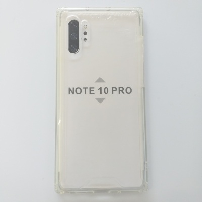 Telemóvel branco com capa transparente e texto 'NOTE 10 PRO'