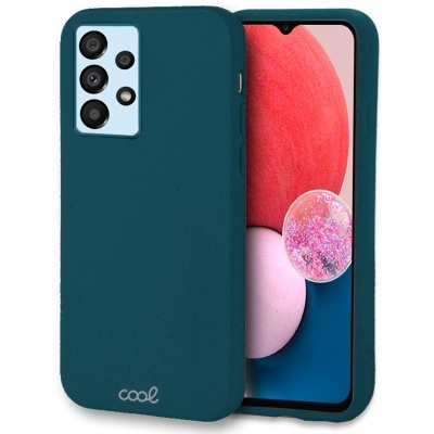 Smartphone com capa protetora azul escura e texto 'cool'
