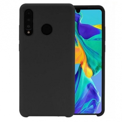 Capa protetora preta de silicone para smartphone com recortes para câmara e sensor digital