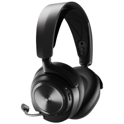 Auriculares circum-aurais sem fios pretos com microfone