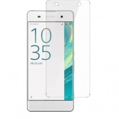 Smartphone branco Sony com película protetora transparente