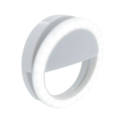 Anel de luz LED branco circular com presilha