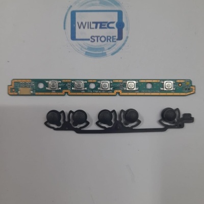 Placa de circuito com botões e peça de silicone em fundo branco com logotipo WILTEC STORE.