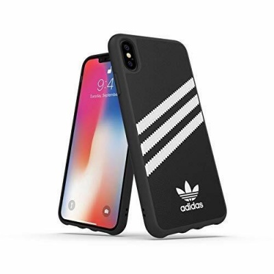 Capa protetora para smartphone preta com riscas e logótipo Adidas