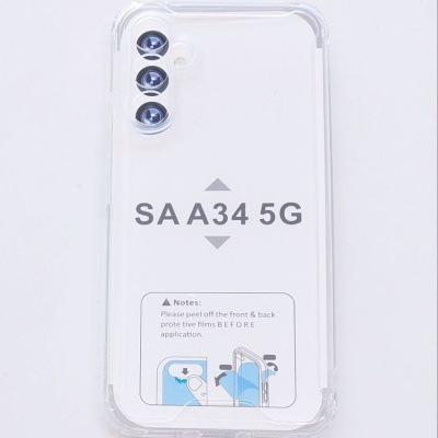 Capa transparente para telemóvel Samsung Galaxy A34 5G com recortes para a câmara.