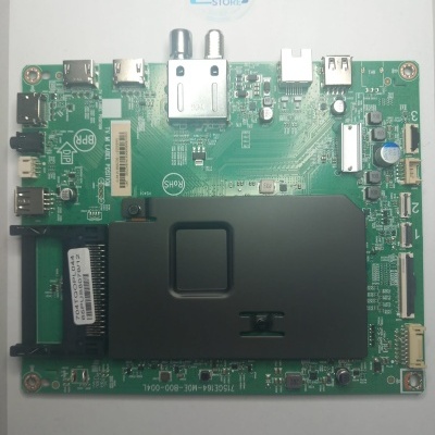 Placa eletrónica verde com conectores HDMI, USB, RCA e invólucro preto central