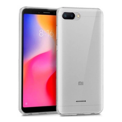 Smartphone Xiaomi cinza com capa transparente