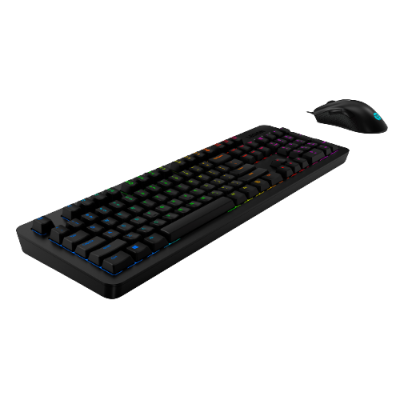 Teclado e rato sem fios pretos com iluminação RGB