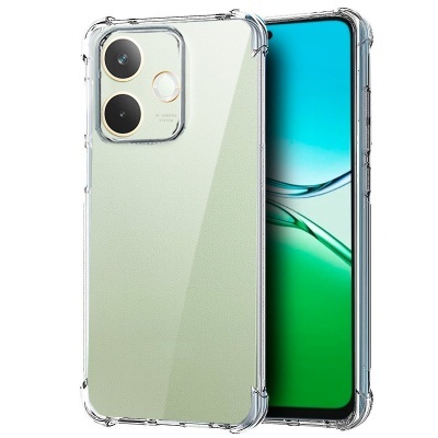 Smartphone verde com capa transparente e duas câmaras atrás