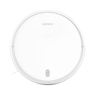 aspirador robótico branco redondo com botões e logótipo Xiaomi invertido