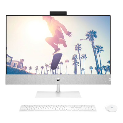 Computador all-in-one com teclado e rato branco