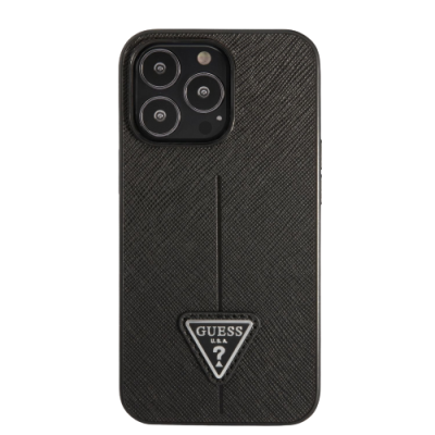 Capa preta para telemóvel com logótipo triangular GUESS U.S.A e três câmaras