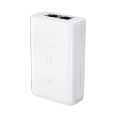 Dispositivo eletrônico branco com portas Ethernet no topo e botão RST na frente