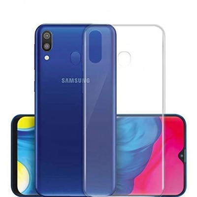 Telemóvel Samsung azul com capa transparente